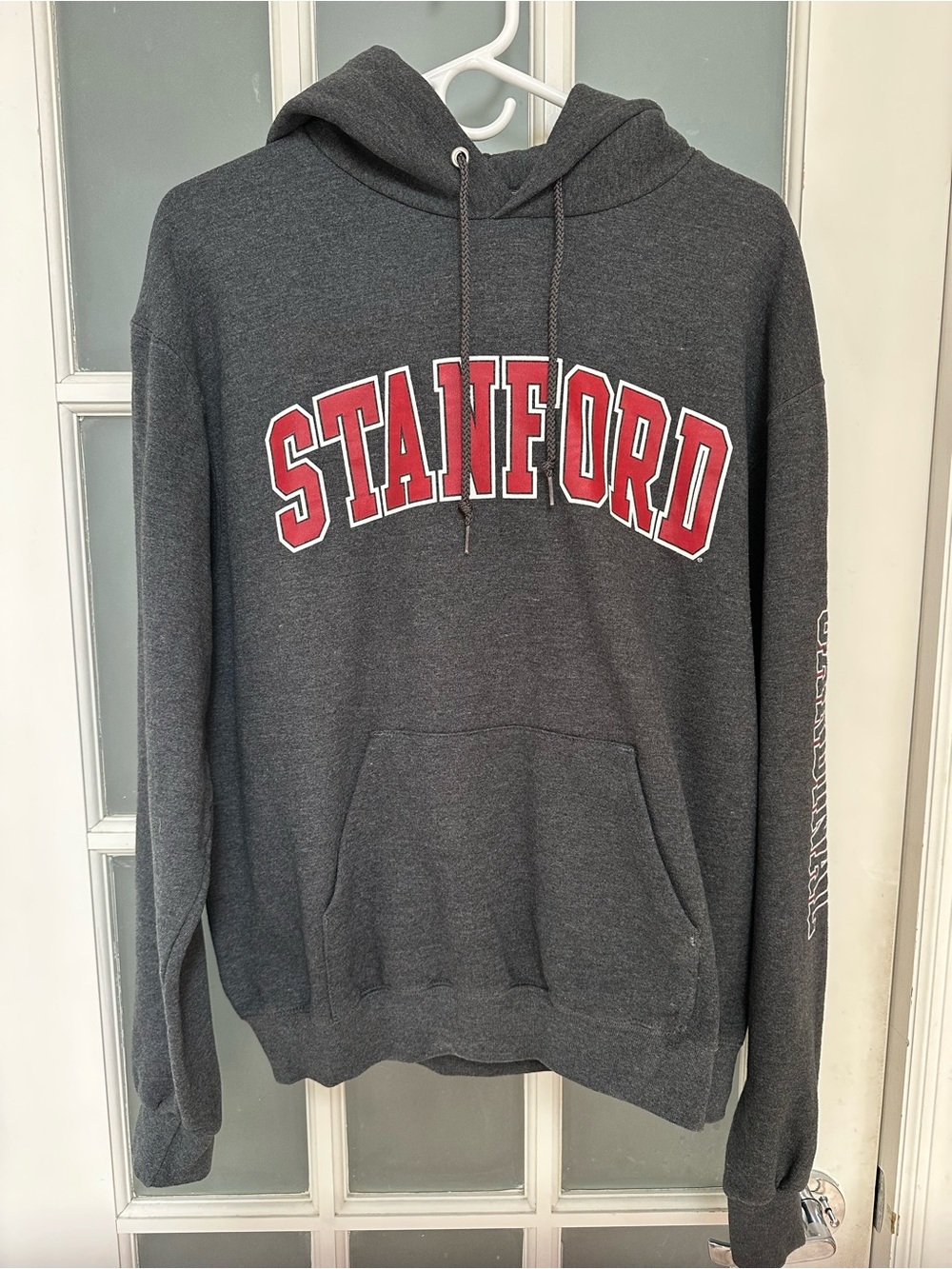 Gray Stanford Hoodie with Kangaroo Pockets, size M
